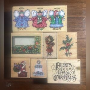 Christmas Themed Rubber Stamps Set